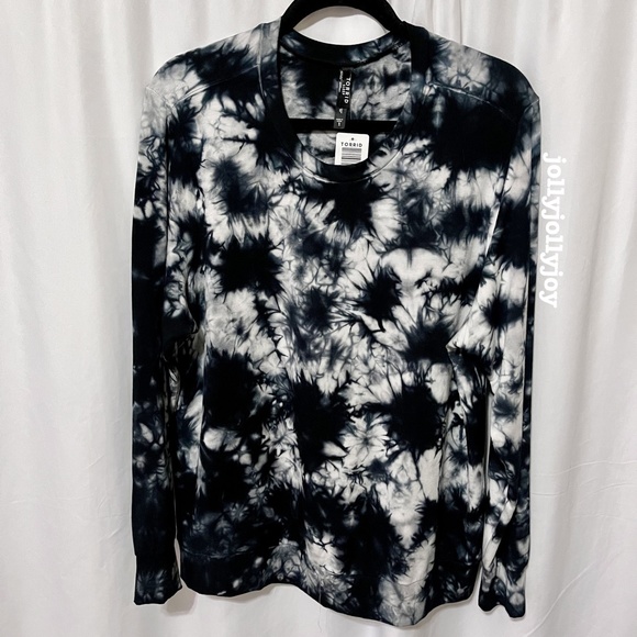 SET: Torrid Dream Fleece Tie Dye Black & White Sleep Sweatshirt/Legging 1X - Picture 4 of 14